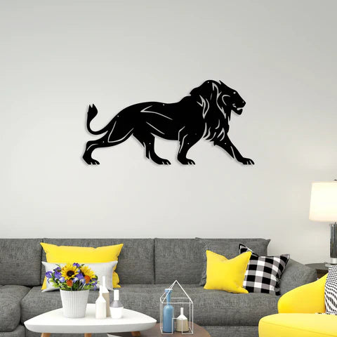Lion Walking Metal Wall Art