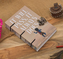 Handmade Printed Cardboard Journal Diary with Buckle Lock Unruled 200 Pages Notepad Personal Diaries for Men and Women -1