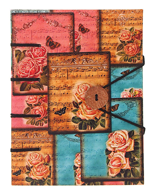 Handmade Printed Cardboard Journal Diary with Buckle Lock Unruled 200 Pages Notepad Personal Diaries for Men and Women -1