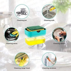 2 in 1 Soap Dispenser for Kitchen Sink Accessories Dishwasher Liquid Holder Liquid Dispenser Pump with Sponge Holder Bathroom Accessories Items