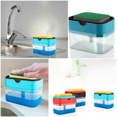 2 in 1 Soap Dispenser for Kitchen Sink Accessories Dishwasher Liquid Holder Liquid Dispenser Pump with Sponge Holder Bathroom Accessories Items