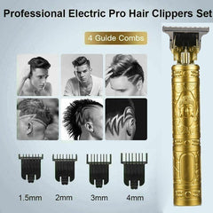 Professional Vintage T9 Trimmer Cordless Hair Clipper for Men, USB Rechargeable, Stainless Steel Blade, 90-Minute Runtime, Includes 4 Limit Combs