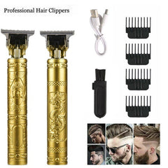 Professional Vintage T9 Trimmer Cordless Hair Clipper for Men, USB Rechargeable, Stainless Steel Blade, 90-Minute Runtime, Includes 4 Limit Combs