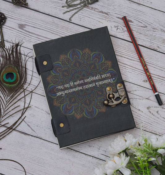 Handmade Printed Cardboard Journal Diary with Buckle Lock Unruled 200 Pages Notepad Personal Diaries for Men and Women -1