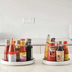 Non-Skid 360° Rotating Storage Plastic Tray, Turntable Multifunction Kitchen Organiser Rack, Organiser for Jars Cans, Dining Table, Office, Refrigerator, Cupboard, Bathroom, Living Room