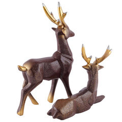 Polyresin Set Of 2 Dear showpiece for Home decoration items Table Dcor Living Room Gift Boxes for Weddings, Parties, Housewarming for Home and Office Use (Brown Golden)