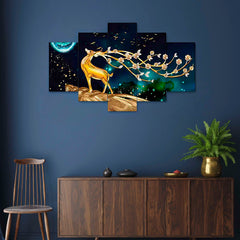 Set of Five MDF Framed 3D Wall Painting for Home Decoration, Big Size Painting for Living Room, Bedroom (24x50 inches)DR 48