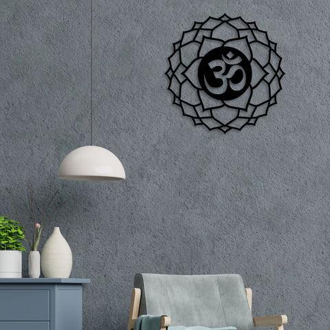 Om With Flower Metal Wall Art
