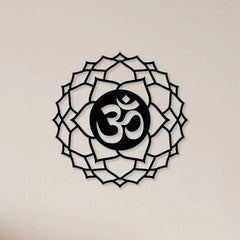 Om With Flower Metal Wall Art