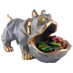 Decorative Bulldog Figurines,Dog Statues for Home Decor, Collectible Animal Figurines, Gifts for Dog Lovers, Home Decor & Showpiece (Grey)