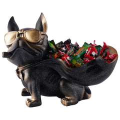 Decoration Cool Dog Showpiece With Plate for Home Decor Item | Kitchen,Bedroom,Office,Dinning Table Decorative Item (Black)