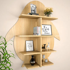 Penguin Backlit Designer Wooden Wall Shelf / Book Shelf / Night Light, Light Oak Finish