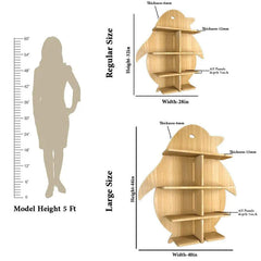 Penguin Backlit Designer Wooden Wall Shelf / Book Shelf / Night Light, Light Oak Finish