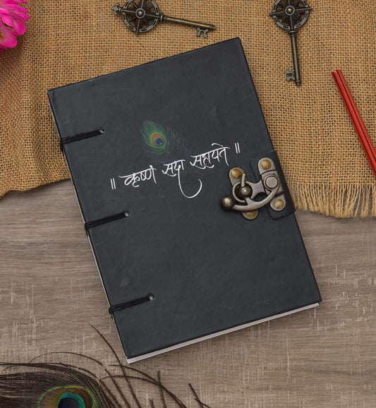 Handmade Printed Cardboard Journal Diary with Buckle Lock Unruled 200 Pages Notepad Personal Diaries for Men and Women -1