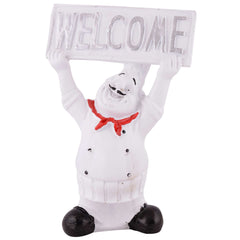 Resin Showpiece Cute Chef Figurine Miniature Statue Ornaments Welcome Board Table Dcor For Kitchen Decoration items for Restaurant