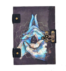 Handmade Printed Cardboard Journal Diary with Buckle Lock Unruled 200 Pages Notepad Personal Diaries for Men and Women -1