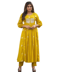 Women's Cotton Hand Block Printed Anarkali Kurti
