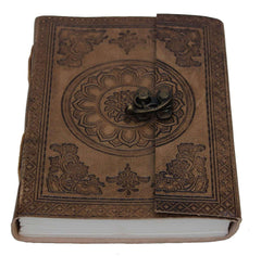 Leather Journal Diary with metal lock vintage Journal handmade 200 pages white unruled|travel Diary|personal journal -1