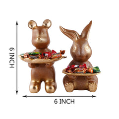 Set Of Two Decorative Rabbit Showpiece Home Decor Animal Statues for Living Room, Bedroom, Dining Room, Kitchen, Bathroom, Wedding, Party Dcor