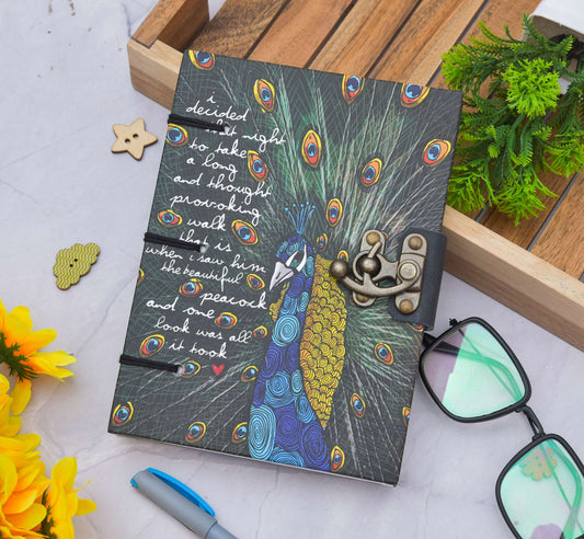 Handmade Printed Cardboard Journal Diary with Buckle Lock Unruled 200 Pages Notepad Personal Diaries for Men and Women -1