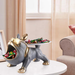 Decorative Bulldog Figurines,Dog Statues for Home Decor, Collectible Animal Figurines, Gifts for Dog Lovers, Home Decor & Showpiece (Grey)