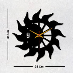 Sun Flames Wooden Wall Clock