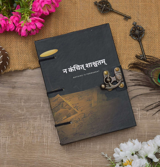 Handmade Printed Cardboard Journal Diary with Buckle Lock Unruled 200 Pages Notepad Personal Diaries for Men and Women -1