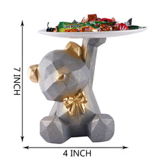 Decoration Cool Bear Showpiece for Home Shelves Decor Item, Home Kitchen Decor,Office Decor,Resin, Multifunctional,Phone,Wallets-Unique Shelf & Tabletop Decoration (Grey)