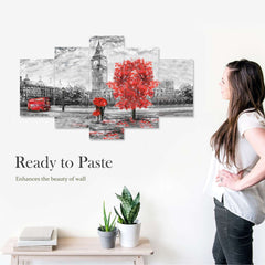 Set of Five MDF Framed 3D Wall Painting for Home Decoration, Big Size Painting for Living Room, Bedroom (17x30 inches)WE 1