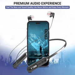 TMB M33 Bluetooth Earbuds - 6H Playtime, 250mAh Battery, Copper Speakers, Fast Charging, and Magnetic Buds (Black)