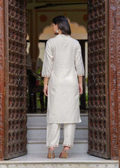 Women's Cotton Embroidered Straight Kurti With Pant and Dupatta Set