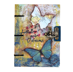 Handmade Printed Cardboard Journal Diary with Buckle Lock Unruled 200 Pages Notepad Personal Diaries for Men and Women -1