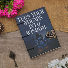 Handmade Printed Cardboard Journal Diary with Buckle Lock Unruled 200 Pages Notepad Personal Diaries for Men and Women -1