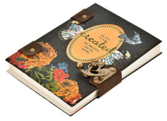 Handmade Printed Cardboard Journal Diary with Buckle Lock Unruled 200 Pages Notepad Personal Diaries for Men and Women -1