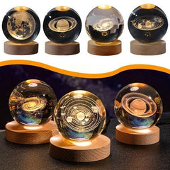 Crystal Ball Astronomy Night Lamp (Random), Luminous Clear Sculpture Round Astronomy Ball Night