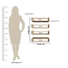 Classic Horizontal Four Wall Shelf with Oak Finish