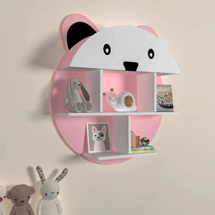 Cute Little Panda Shape Wooden Wall Storage Shelf for Kids