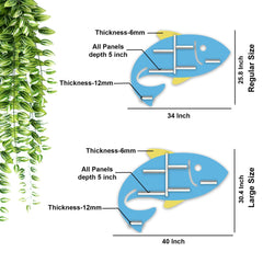 Fish Shape Wooden Wall Shelf with LED Light for Kids