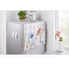 Waterproof Fridge Cover, Transparent Printing Waterproof Refrigerator Dust-Proof Cover with Storage Pockets Bags, Multi-Purpose Top Covers