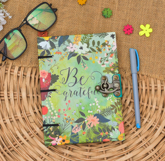 Handmade Printed Cardboard Journal Diary with Buckle Lock Unruled 200 Pages Notepad Personal Diaries for Men and Women -1