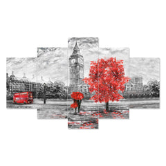 Set of Five MDF Framed 3D Wall Painting for Home Decoration, Big Size Painting for Living Room, Bedroom (24x50 inches)DR 48