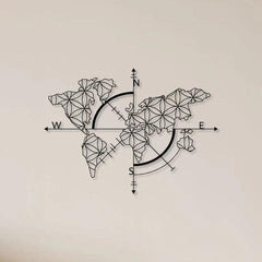 World Map With Direction Metal Wall Art