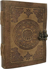 Leather Journal Diary with metal lock vintage Journal handmade 200 pages white unruled|travel Diary|personal journal -1