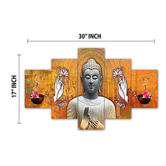 Set of Five MDF Framed 3D Wall Painting for Home Decoration, Big Size Painting for Living Room, Bedroom (17x30 inches)WE 1