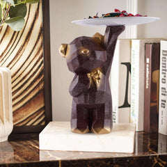 Decoration Cool Bear Showpiece for Home Shelves Decor Item, Home Kitchen Decor,Office Decor,Resin, Multifunctional,Phone,Wallets-Unique Shelf & Tabletop Decoration (Grey)
