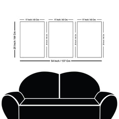 Abstract Golden Landscape Trees with Golden Deer Floating Canvas Wall Painting Set of Three