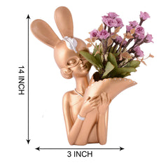 Decorative Flower Vases showpiece for Living Room, Bedroom, Kitchen, Dining Room, Office Decoration Home Decor 14 Inch (White Orange)