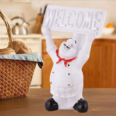 Resin Showpiece Cute Chef Figurine Miniature Statue Ornaments Welcome Board Table Dcor For Kitchen Decoration items for Restaurant