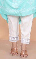 Women's Rayon Embroidered vcut Collar Anarkali Kurti with Pant (Pink)