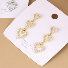 Long Hollow Heart Stud Earrings (Random Color)